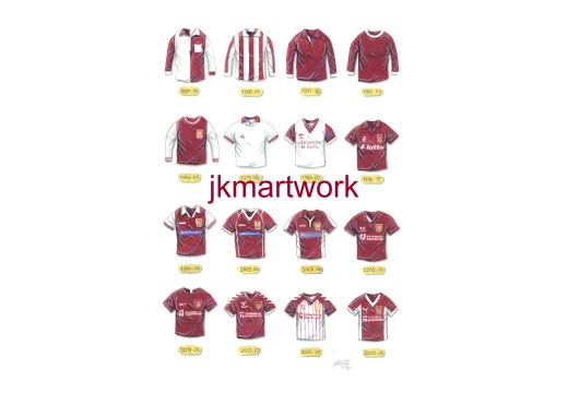 Northampton Town FC Retro Shirts Wall Art Print